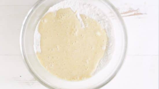 wet and dry ingredients in a bowl