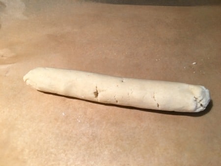 Dough rolled into long strands.