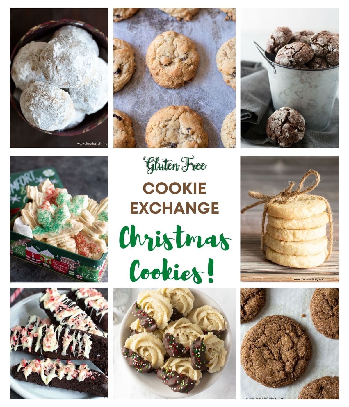 A series of cookies photos that are fun to bring to a cookie exchange party.