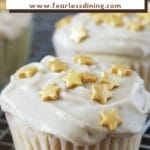 a pinterest collage of eggnog cupcakes