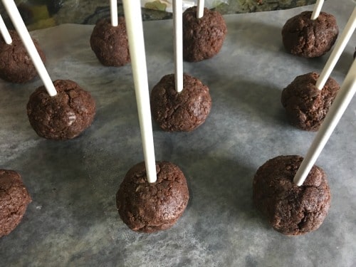 Cake balls with lollipop sticks in them.