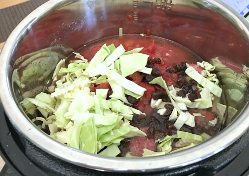 All of the ingredients shown in the Instant Pot.