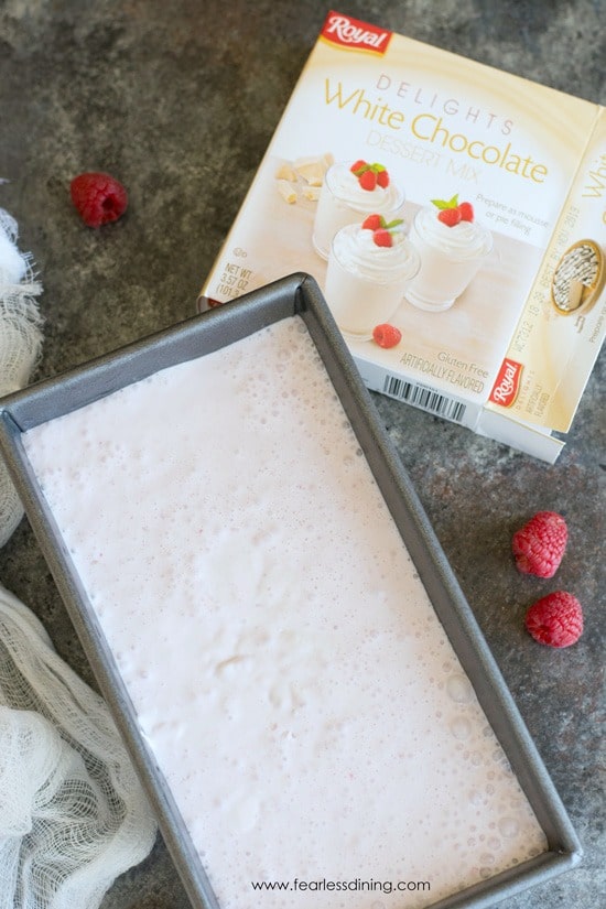 A container of ice cream ready to freeze.