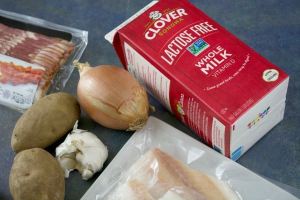 Photos of the chowder ingredients.