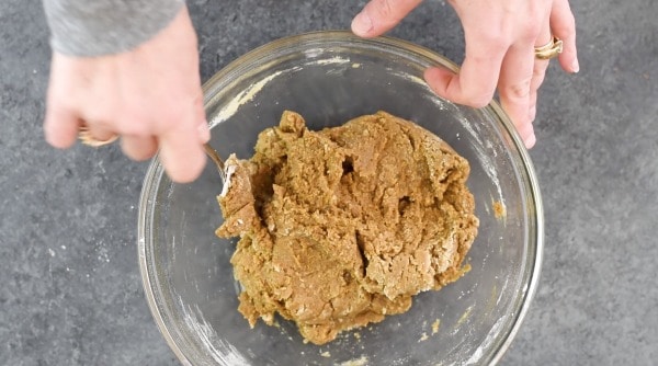 The molasses cookie batter in a bowl.