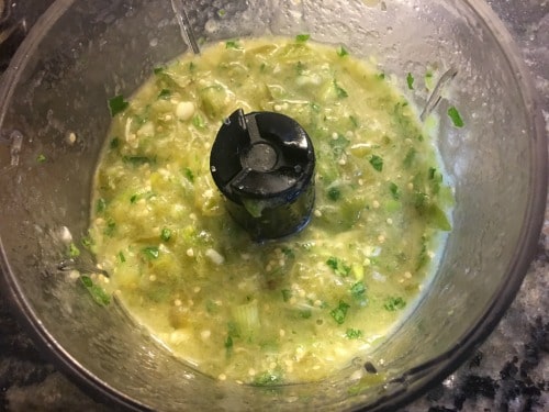 salsa verde in a Cuisinart.