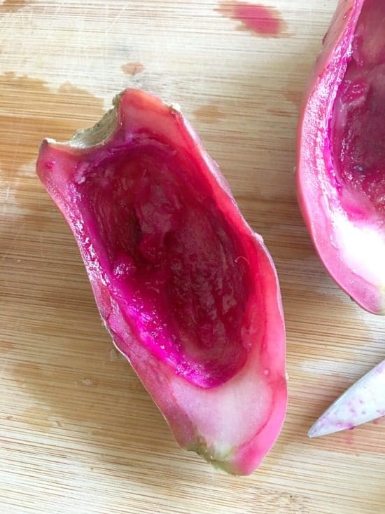 The scooped out rind of the prickly pear.