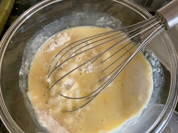 The wet ingredients in a bowl ready to be whisked.