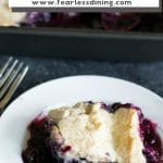 a pinterest collage photo of a blueberry cobbler photo