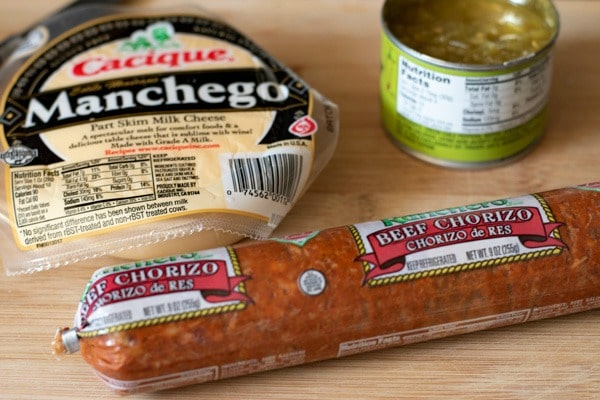 A photo of the queso ingredients on a table.