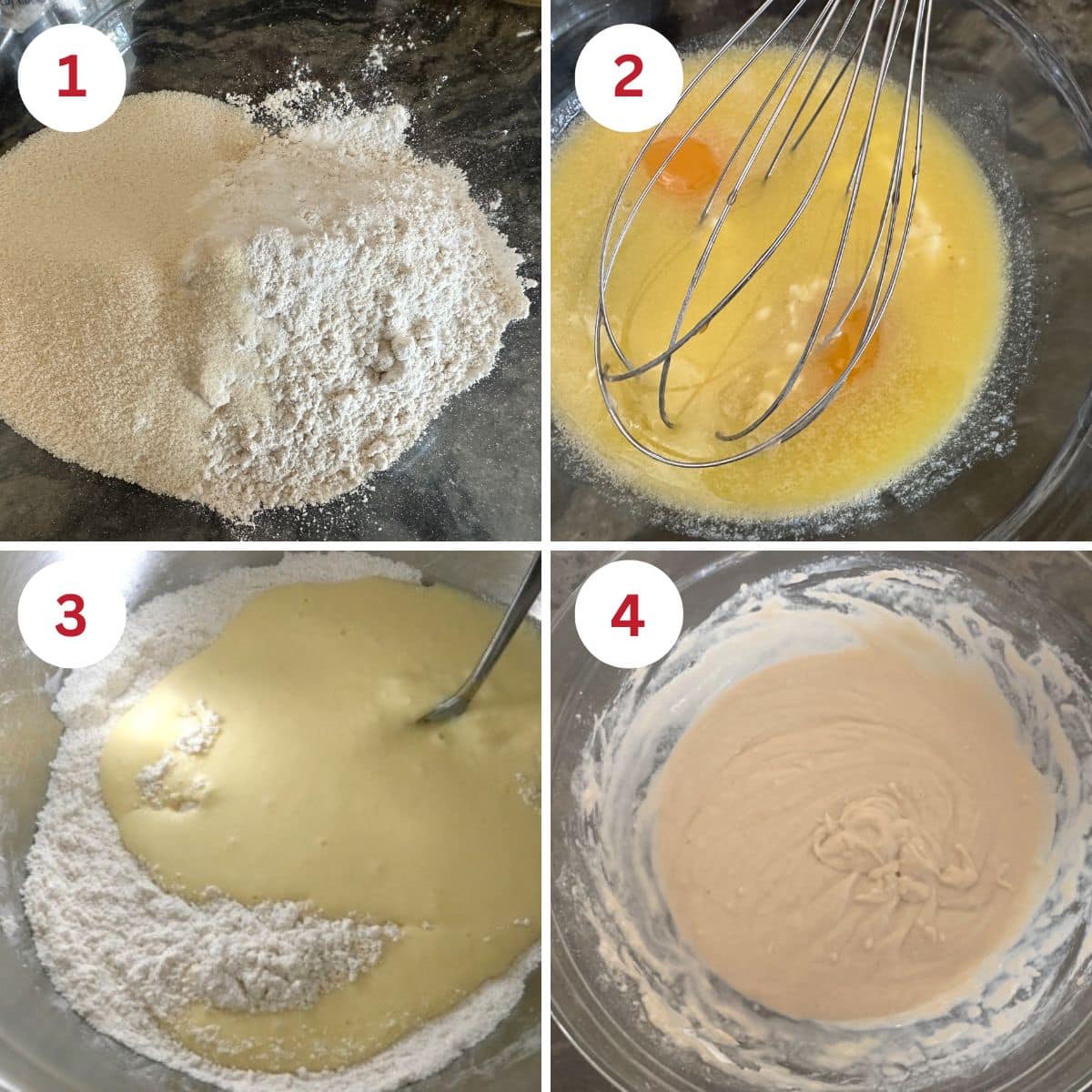 Photos making the gluten free vanilla cupcake batter.