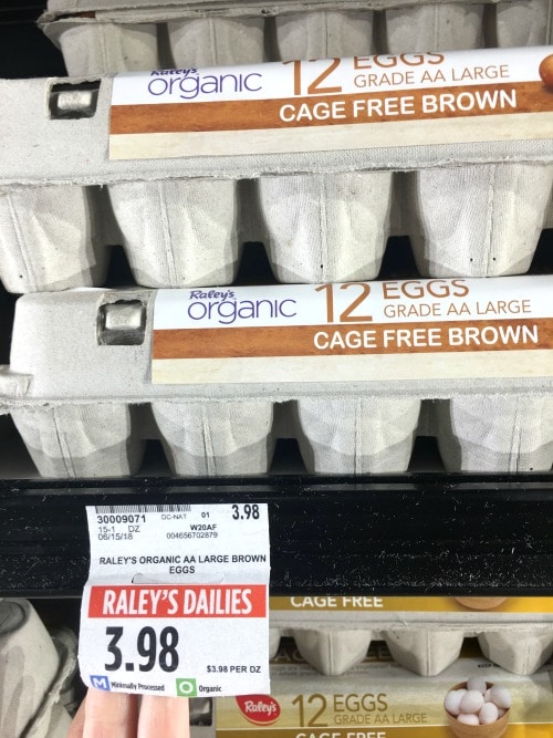 cartons of organic eggs at the supermarket