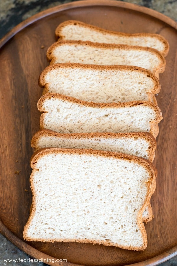 Slices of gluten free bread on a plate.