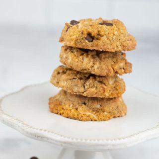 a stack of paleo chocolate chip cookies