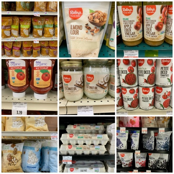 A collage of Raley's private label groceries.