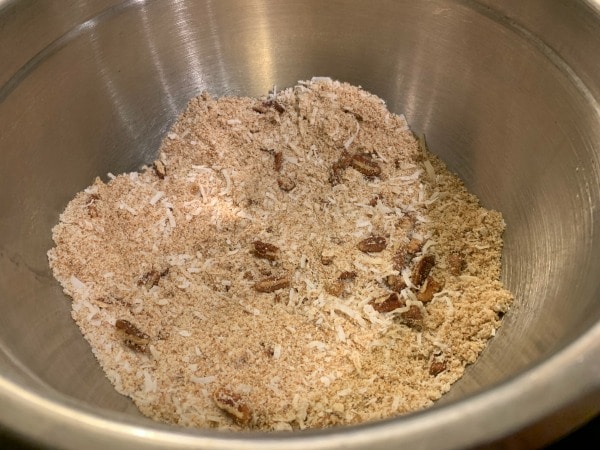 The dry ingredients together in a bowl.