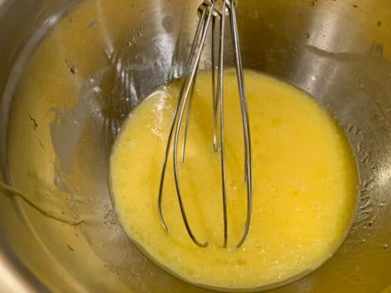 The egg and oils whisked together.