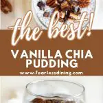 a pinterest collage of chia pudding photos
