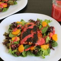 Blackened Salmon Salad with Huckleberry Vinaigrette {Gluten-free}