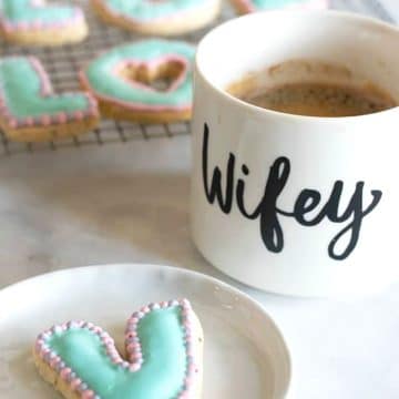 a V shaped sugar cookie on a plate