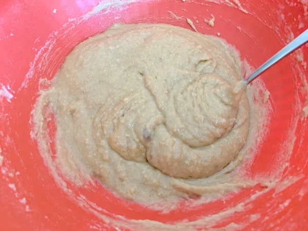 The cupcake batter in a bowl.