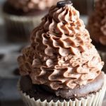 A Pinterest pin image of the mocha cupcakes.