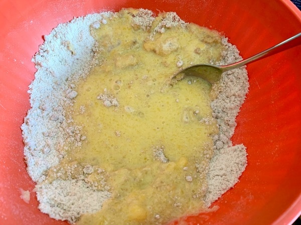 the wet ingredients were poured over the dry ingredients