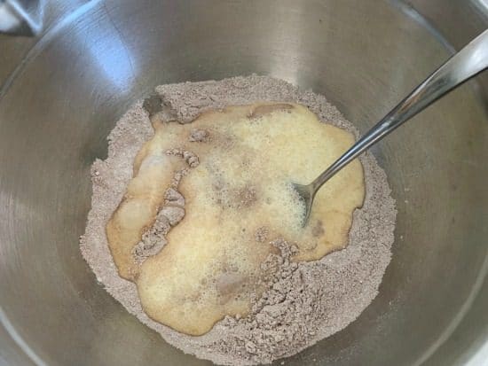 wet and dry ingredients in a bowl