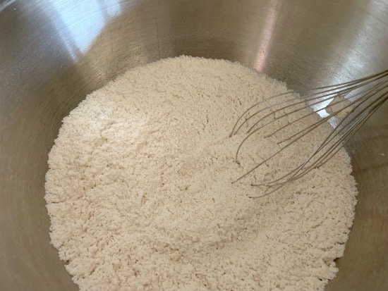 A photo of whisking dry ingredients.