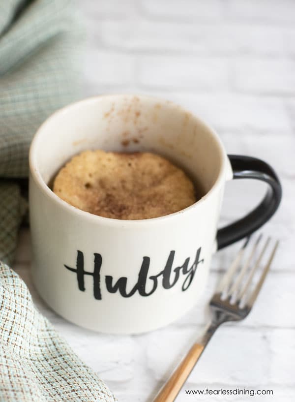 Mug cake in a coffee mug.