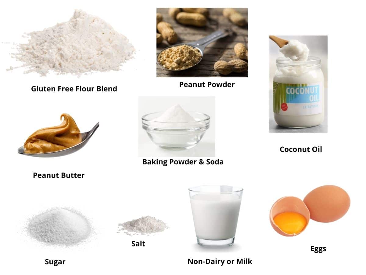 Photos of the peanut butter donut ingredients.