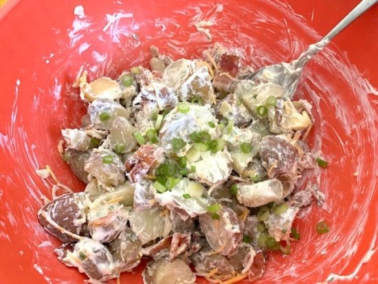 Mixed potato salad in a bowl