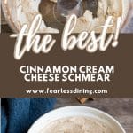 A Pinterest pin image of the cinnamon cream cheese.