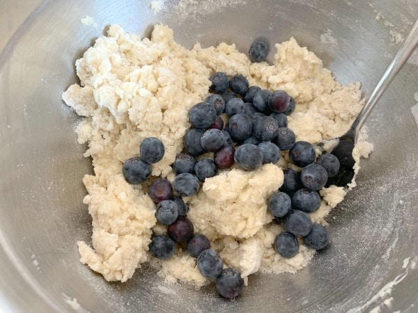 Fresh blueberries in the gluten free scone dough.