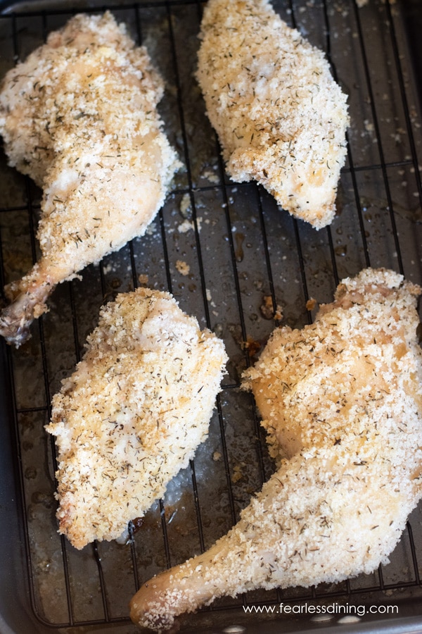 Baked chicken in the pan.