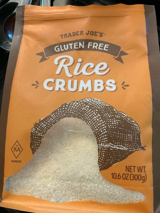 a bag of Trader Joe's new gluten free rice crumbs