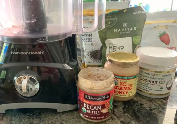 ingredients next to the food processor