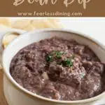 a pinterest collage of healthy bean dip in a serving bowl