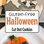 a pin image of halloween cut out cookies.