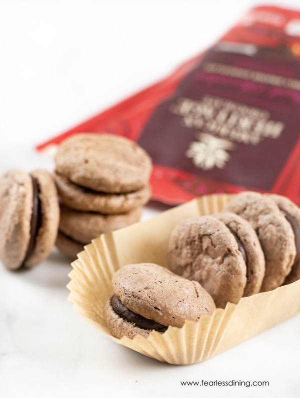 chocolate macarons in paper