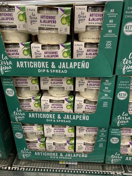 Artichoke jalapeno dip containers.