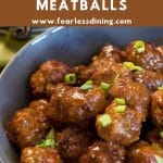 A Pinterest image of the barbecue meatballs.