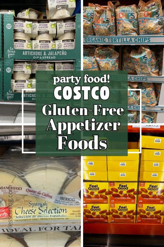 A photo showing gluten free appetizers at Costco.