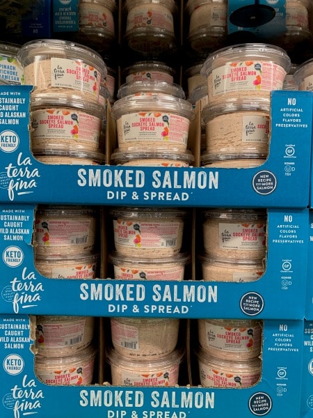 Smoked salmon dip containers.