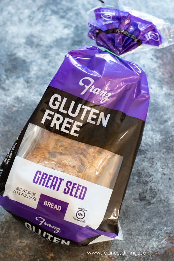 A loaf of Franz Bakery Gluten Free Great Seed Bread.