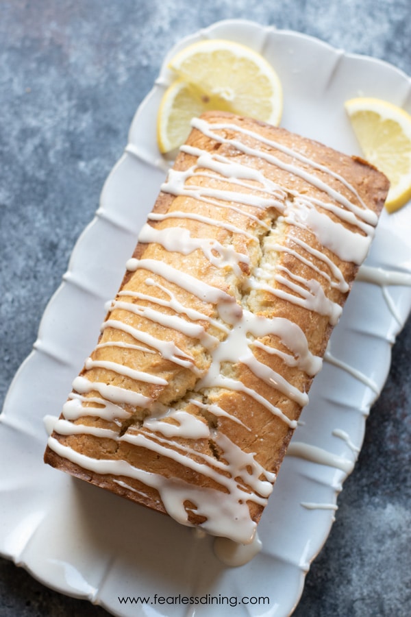 A top view of the lemon pound cake.