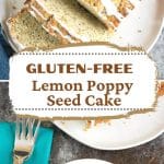 A pinterest image of the poppy seed cake.