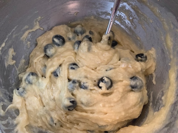 The blueberry muffin batter.