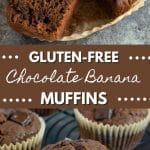 A Pinterest pin image of the chocolate banana muffins.