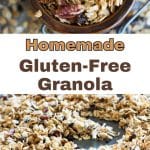 A Pinterest pin image of the homemade gluten-free granola.